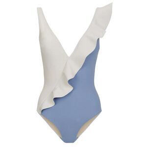 Evarae Womens Otto One-piece Swimsuit US 12 Vista Blue/Cream IT 48 - NWT $320